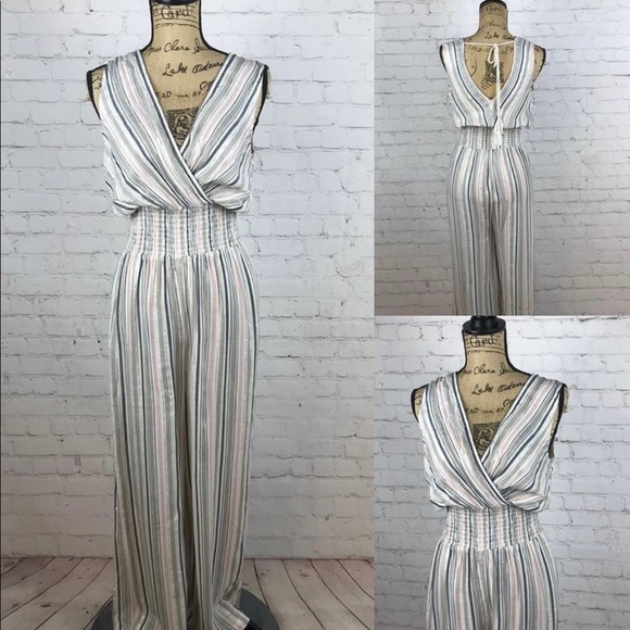 Blue Island Striped V Neckline Jumpsuit - Picture 1 of 2